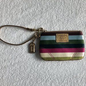 Coach Legacy Stripe Multicolor Satin Wristlet